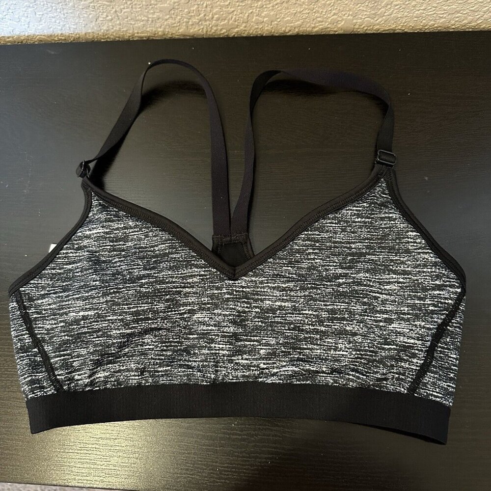 Victoria’s Secret VSX Sport Bra Black White Medium Space Dye Heather‎
